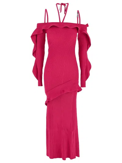 Versace Jeans Couture Ribbed Dress In Pink