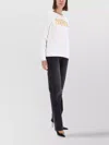 Versace Jeans Couture Ribbed Hem Long Sleeve Crew Neck Knitwear In White