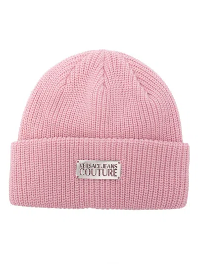 Versace Jeans Couture Ribbed-knit Beanie Hat In Pink