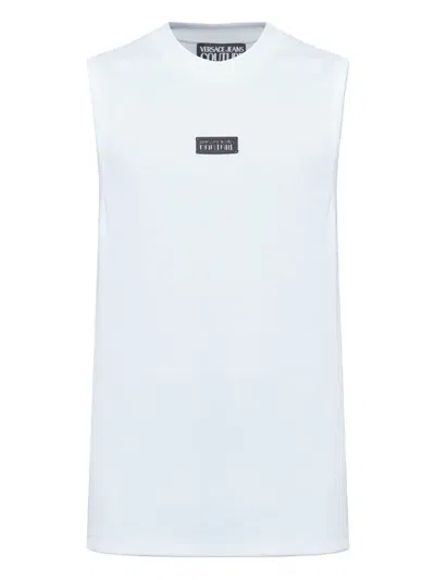 Versace Jeans Couture Ribbed Logo-plaque Tank Top In White