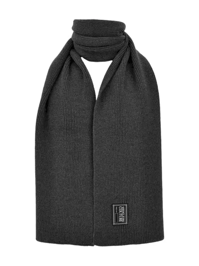 Versace Jeans Couture Ribbed Scarf In Black