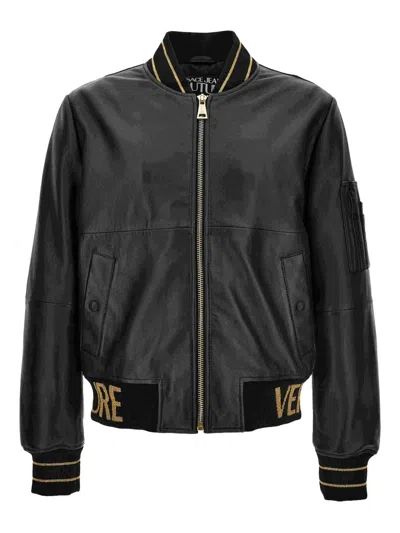 Versace Jeans Couture Ribbed-trim Bomber Jacket In Black