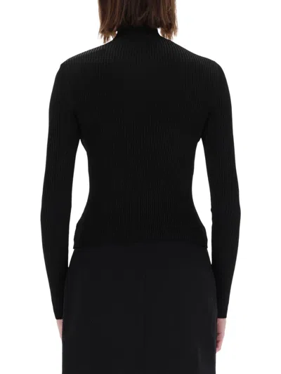 Versace Jeans Couture Ribbed With Buckle Detail Blouse In Black