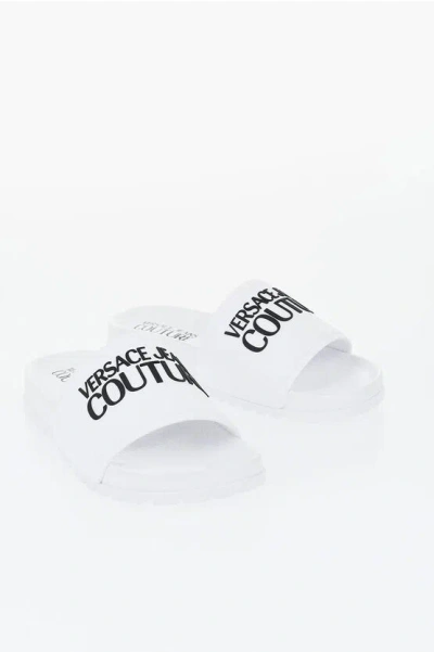 Versace Jeans Couture Rubber Slides Shelly With Embossed Logo In White