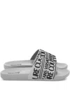 Versace Jeans Couture Rubberised-logo Slides In Weiss