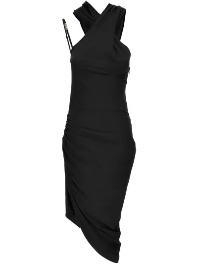 Versace Jeans Couture Ruched Dress In Black