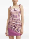 Versace Jeans Couture Ruched Ruffled Mini Dress In Pink