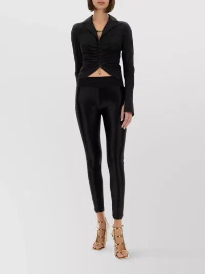 Versace Jeans Couture Ruffled Cropped Shirt Logo Detailing