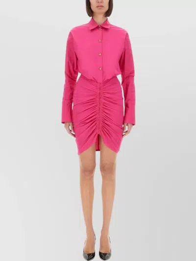 Versace Jeans Couture Ruffled Dress Slim Fit In Pink