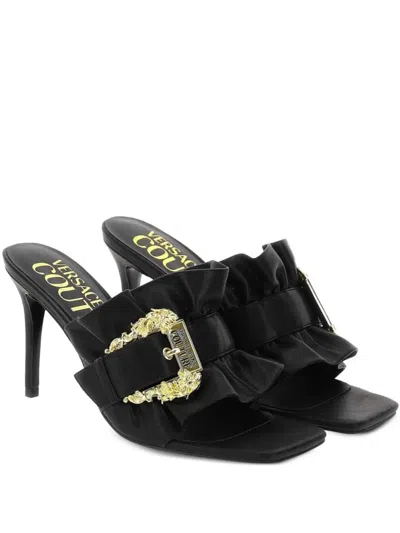 Versace Jeans Couture Ruffled Mules In Black