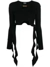 Versace Jeans Couture Ruffled Ribbed-knit Cropped Top In Black