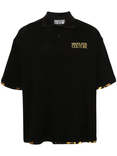 Versace Jeans Couture Rx Cont W,color Baroque Polo T.shirt Clothing In Black
