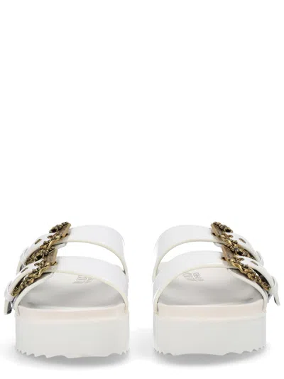 Versace Jeans Couture Platform Slides Arizona Sandals Open Toe In White