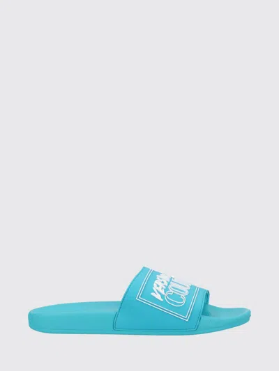 Versace Jeans Couture Azure Elastane Pvc Flat In Blue