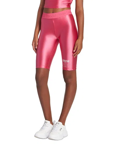 Versace Jeans Couture Satin Bike Shorts In Flamingo
