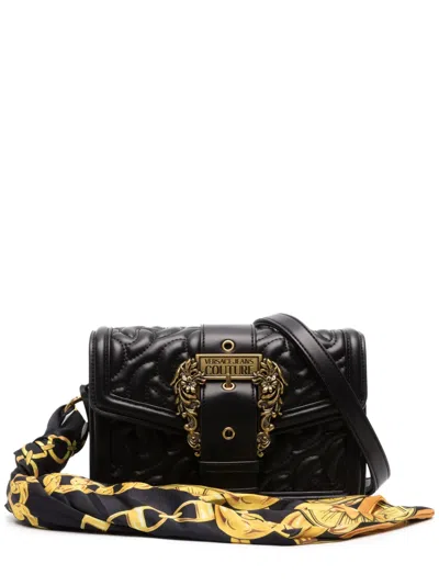 Versace Jeans Couture Scarf-detailing Logo-buckle Tote Bag In Black