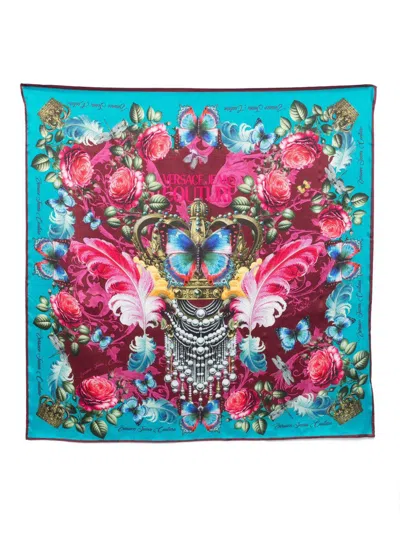 Versace Jeans Couture Scarf With Crown And Butterfly Print