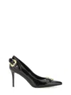 Versace Jeans Couture Black Scarlett Baroque Buckle Heels In Black