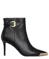 Versace Jeans Couture Pointed-toe Leather Ankle Boots In Black