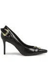 Versace Jeans Couture Black Scarlett Baroque Buckle Heels In Black
