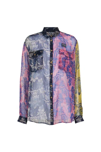 VERSACE JEANS COUTURE SEMI-SHEER PANELLED SHIRT