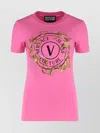 Versace Jeans Couture Sequin Embellished Crew-neck T-shirt With Graphic Print In Pink