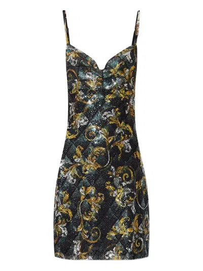 Versace Jeans Couture Sequin-embellished Dress In Black