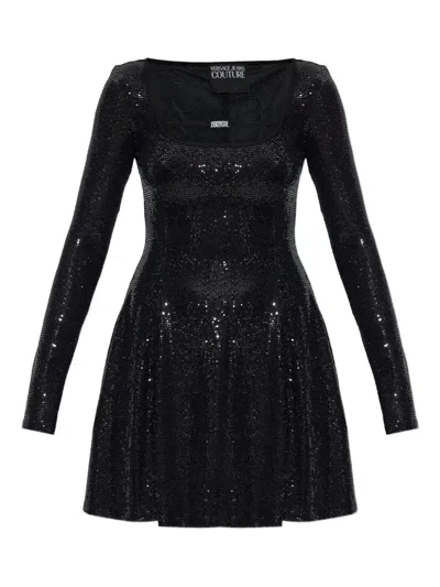 Versace Jeans Couture Sequin-embellished Mini Dress In Black