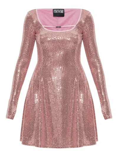 Versace Jeans Couture Sequin-embellished Mini Dress In Pink
