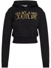 Versace Jeans Couture Sequin Embelished Cropped Hoodie In Black