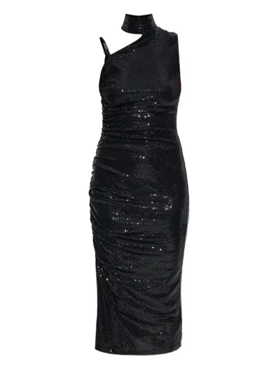 Versace Jeans Couture Sequinned High-neck Dress In Black