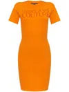 Versace Jeans Couture Shimmer Appliqué Dress In Orange