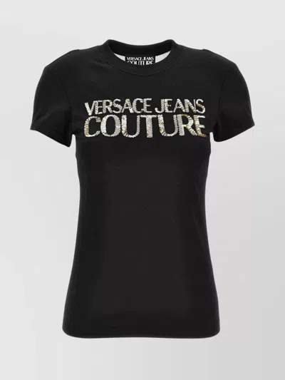 VERSACE JEANS COUTURE SHIMMERING MESH PANEL T-SHIRT