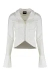 Versace Jeans Couture Cotton Shirt With Collar And Ruched Front In White