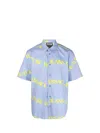 Versace Jeans Couture Short Sleeves All Over Shirt In Blue