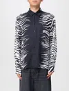 Versace Jeans Couture Print-embellished Black Shirt With Classic Collar In Black