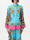 Versace Jeans Couture Baroque-print Button-up Shirt In Blue