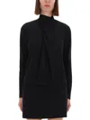 Versace Jeans Couture Shirt With Draped Collar In Black