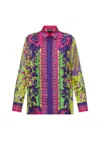 Versace Jeans Couture Printed Logo Shirt Collared Neck In Acid 76