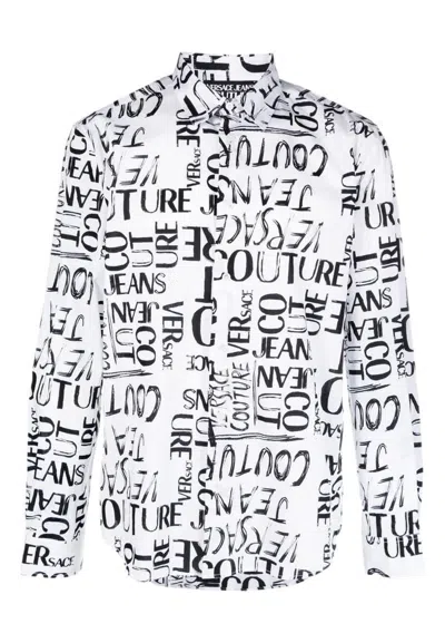 Versace Jeans Couture Baroque Print White Long-sleeved Shirts