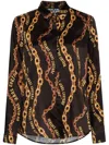Versace Jeans Couture Chain Couture-print Long-sleeved Shirt In Black