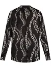Versace Jeans Couture Long-sleeve Logo Chain-print Shirt In Black