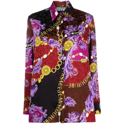 Versace Jeans Couture Chain Couture-print Satin Shirt In Purple