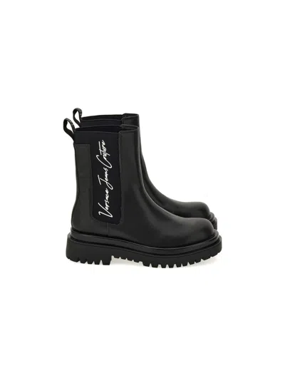 Versace Jeans Couture Ankle Boots In Synthetic Leather In Black