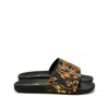 Versace Jeans Couture Baroque-print Slides In Black