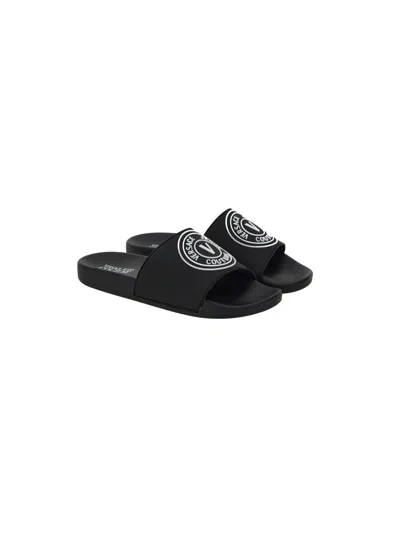 Versace Jeans Couture Black Bonded Pool Slides