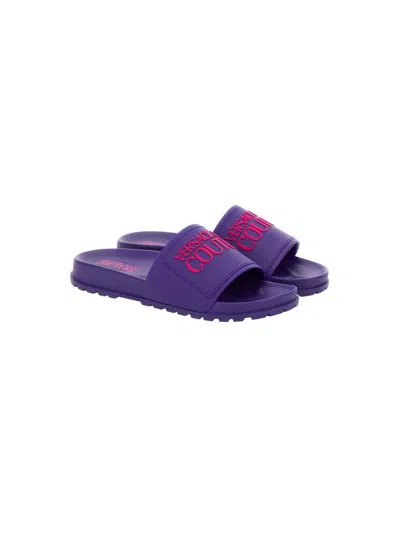 Versace Jeans Couture Purple Fondo Slides In Violet