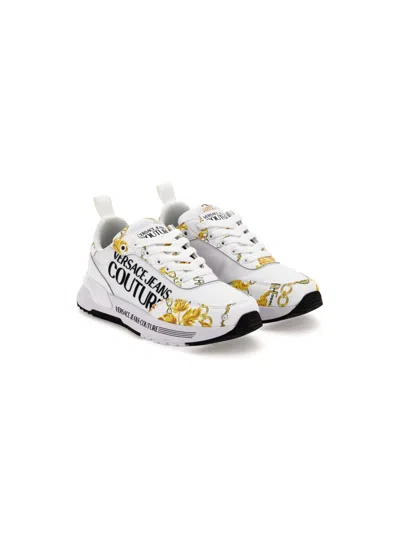 Versace Jeans Couture Shoes Fondo Dynamic Dis. Sa3 Nylon+printed Grs Leather+coated In White