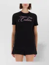 Versace Jeans Couture Short Sleeve Crew Neck Embroidered Top In Black