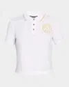 Versace Jeans Couture Woman Polo Shirt White Size S Cotton, Polyester, Elastane, Metallic Fiber In Whitegold